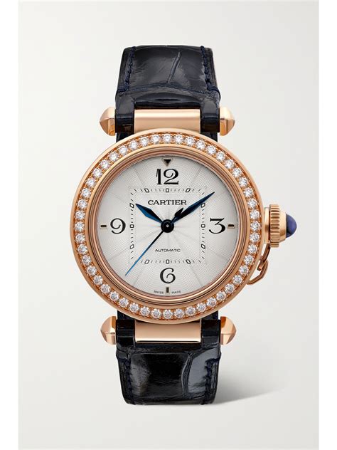 cartier gold and diamond watch|18 karat gold cartier watch.